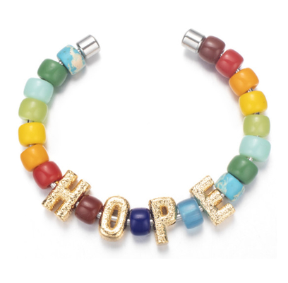 pulseira frisadas feitos a mão de 18.5cm, bracelete de aço inoxidável dos grânulos do forte multicolorido