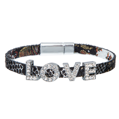 bracelete de couro feito a mão de 18.5cm