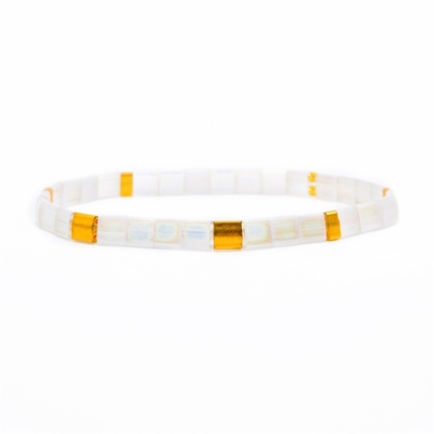 Presente do acoplamento dos braceletes dos grânulos do círculo de Tila da cor da pérola para mulheres