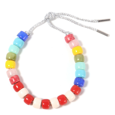 Bracelete dos grânulos do forte do OEM 6*8mm, bracelete de pedra da amizade feito a mão do arco-íris