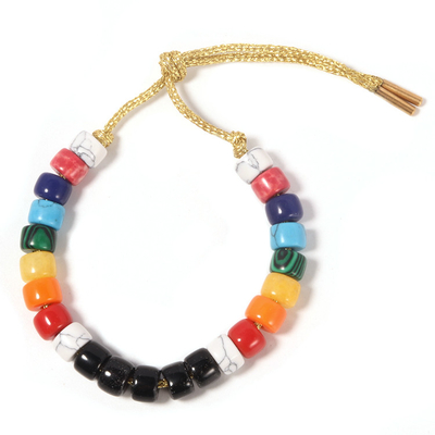 grânulos bracelete do forte de 8mm, do bracelete branco da pedra de turquesa da malaquite multi cor