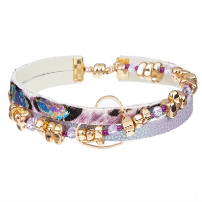 A irregularidade perlou o ouro de couro do bracelete do envoltório chapeado para mulheres frescas