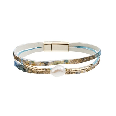 Moça de couro do bracelete da pérola multicolorido da água fresca para o desgaste do verão