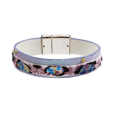 bracelete de couro feito a mão da cópia animal do mulitcolor, braceletes chiques de 18.5cm Boho