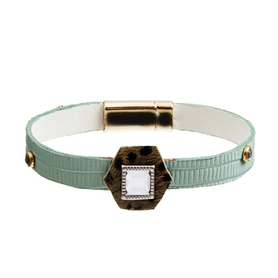 Bracelete de couro feito a mão geométrico, braceletes magnéticos do envoltório do fechamento de Boêmia 18.5cm