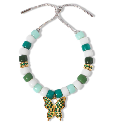 Material amigável verde do OEM Eco do bracelete do grânulo do forte do encanto da borboleta