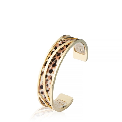 18.5cm introduziu punhos de couro feitos a mão reversíveis, pulseira chapeada ouro do punho 14K