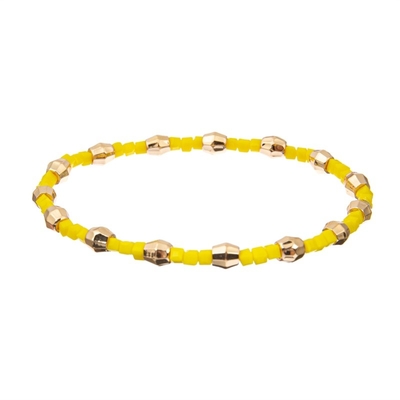 KC Crystal Bracelets elástico feito a mão, braceletes amarelos do estiramento do grânulo da semente