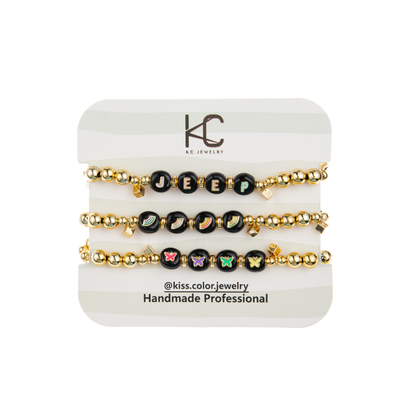Material da liga do arco-íris do preto do bracelete da letra do alfabeto do hematita do ouro do KC