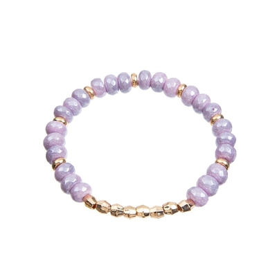 Os braceletes feitos a mão galvanizados dos grânulos do roxo lilás, enfrentaram o bracelete elástico do grânulo de 8mm