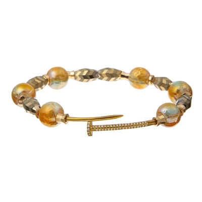 O ouro escuro Shinny o conector elástico de Crystal Bracelets With Zircon Bayonet dos grânulos
