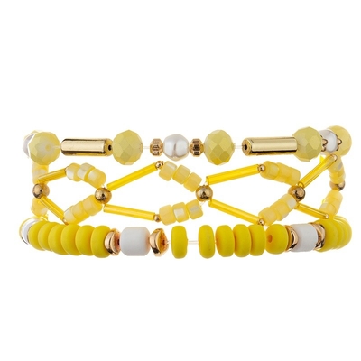 O ofício dourado geométrico da mão do tubo do metal perla o bracelete Crystal Set amarelo