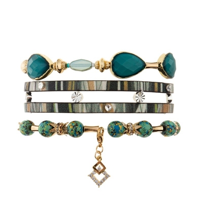 Coleção empilhável da mola do grupo do bracelete da cor verde para mulheres elegantes