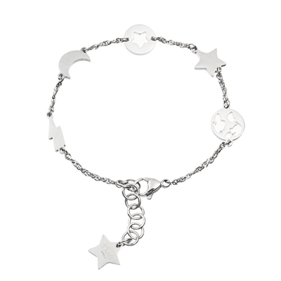 O bracelete de aço inoxidável do elo de corrente da lua das estrelas encanta à moda para mulheres