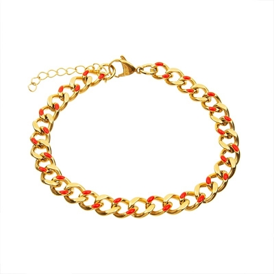 O ouro de aço inoxidável dos braceletes 18K do encanto da cor punk do esmalte do estilo chapeou personalizado