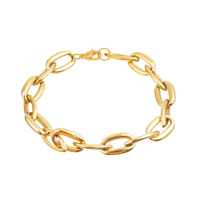 Estilo fresco de Hip Hop do bracelete do elo de corrente do ouro 14K de aço inoxidável