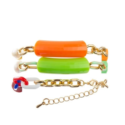 A barra de bambu perla o bracelete feito a mão da corrente do ouro colorido para o Dia da Independência