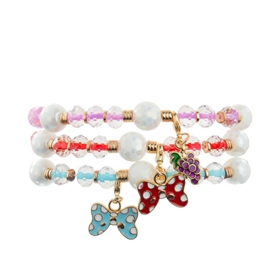 Esmalte o bracelete feito a mão do multi encanto do Bowknot da cor com Facted Crystal Beads