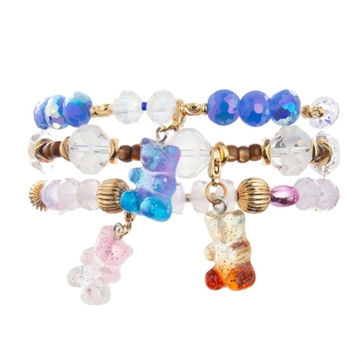 Presente de Brithday da cor dos doces dos braceletes de Jelly Bear Charm Handmade Beads para a menina