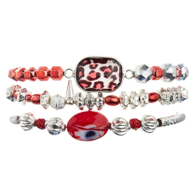 Grânulos da prata de Crystal Charm Bracelet With Red do vidro da cópia do leopardo
