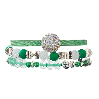 Bracelete feito a mão de couro do verde do partido ajustado com a bola minimalista da rocha do zircão