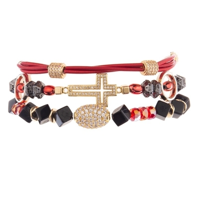 Bracelete elástico frisado empilhável vermelho do metal do ouro do vintage para a forma da mola