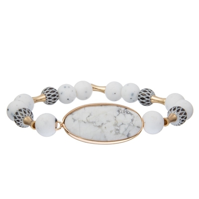 Relevo branco da ansiedade do presente da saúde mental do bracelete Elasticated natural do encanto de turquesa