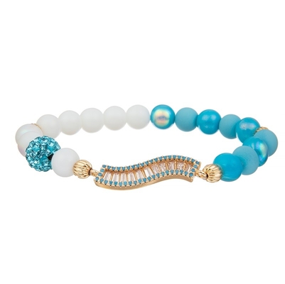 Metade da guloseima feito a mão branca de Crystal Beads Stretchy Bracelet Stackable do azul de metade