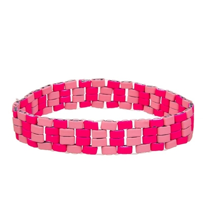 Tila pintado vermelho perla o bracelete feito a mão dos grânulos ajustável para a mulher