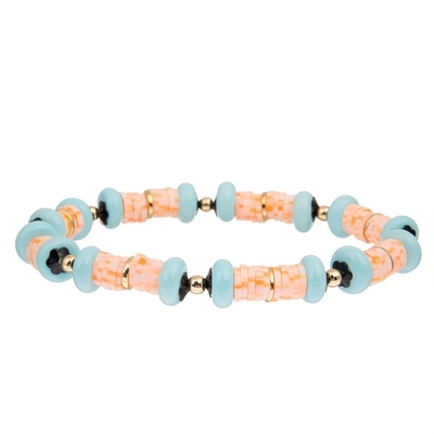 A energia Heishi alaranjado perla o bracelete elástico personalizado para a senhora da forma