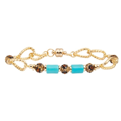Bracelete magnético da curvatura de turquesa azul do elo de corrente do ouro para a forma da mulher