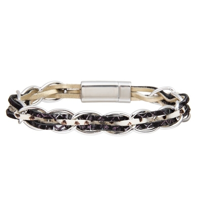 O bracelete empilhável de couro do ponto branco do estilo de Boho ajustou-se feito a mão para o presente do aniversário