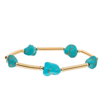 O ouro irregular azul da corrente de relação da mola do bracelete de turquesa chapeou