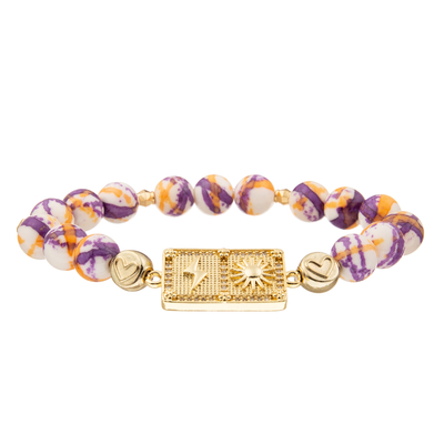 Os braceletes feitos a mão personalizados dos grânulos do encanto colorido com ouro chapearam o diamante