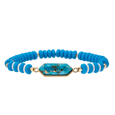 4 braceletes feitos a mão feitos sob encomenda dos grânulos das cores com o pendente regular do hexágono