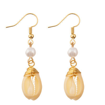 Os grânulos do arroz oscilam brincos da borla em volta das mulheres de Shell Enamel Hoop Earrings For da pérola