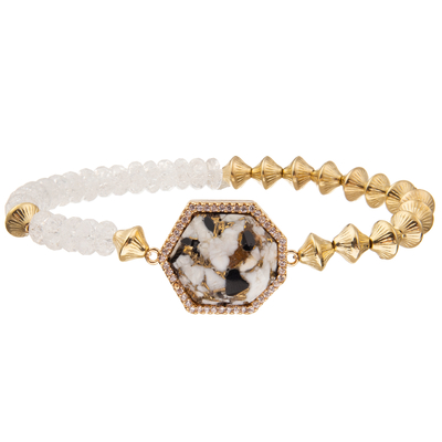 Braceletes feitos a mão dos grânulos do estilo de Boêmia com a pedra imperial do heptágono regular