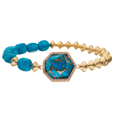 Braceletes feitos a mão dos grânulos do estilo de Boêmia com a pedra imperial do heptágono regular