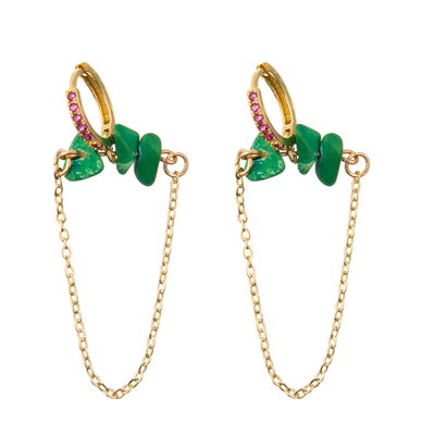 O ouro chapeou únicos brincos redondos da aro do esmalte do elo de corrente do zircão para mulheres