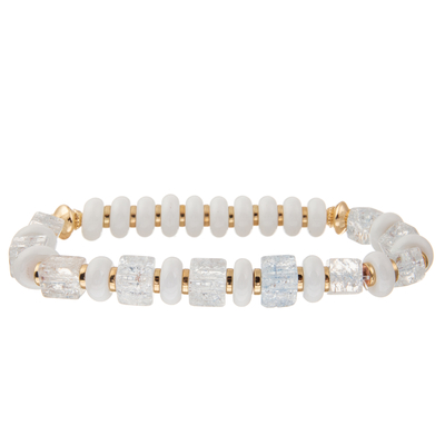 Braceletes do elo de corrente de Crystal Glass Beads Metal Handmade com turquesa sextavada