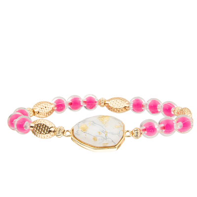 5 braceletes feitos a mão dos grânulos de vidro das cores ajustados com ouro chapearam a turquesa irregular