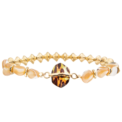 O cascalho feito a mão perla braceletes com giroscópio deu forma aos encaixes de cobre lapidou o cristal