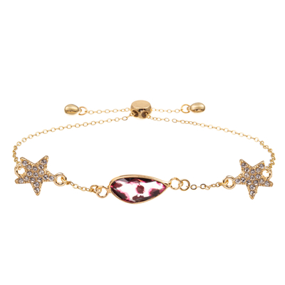 Bracelete do elo de corrente do zircão da pulseira do encanto da forma da estrela com o cristal lapidado chapeado ouro
