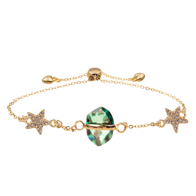 Bracelete do elo de corrente do zircão da pulseira do encanto da forma da estrela com o cristal lapidado chapeado ouro