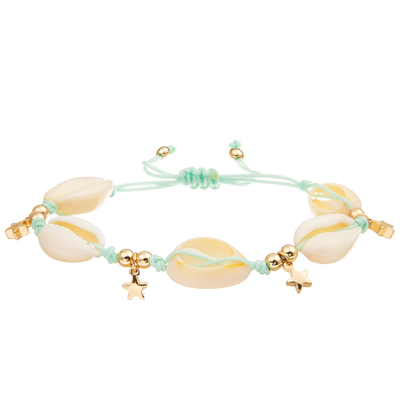 Cauri trançado ajustável Shell Bracelet Set Bohemian Seashell do mar para mulheres