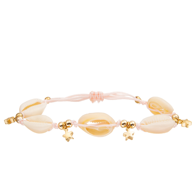 Cauri trançado ajustável Shell Bracelet Set Bohemian Seashell do mar para mulheres