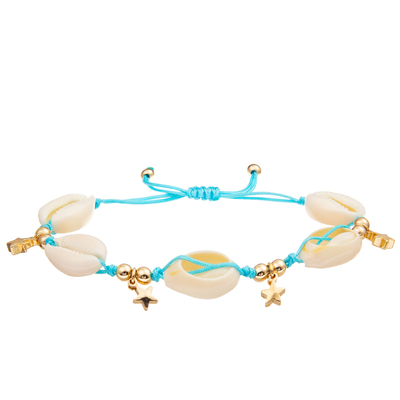 Cauri trançado ajustável Shell Bracelet Set Bohemian Seashell do mar para mulheres