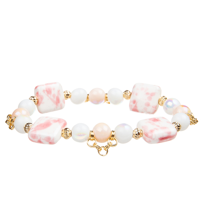 4 bloco cerâmico quadrado de Crystal Beads Bracelets With 4 feitos a mão das cores