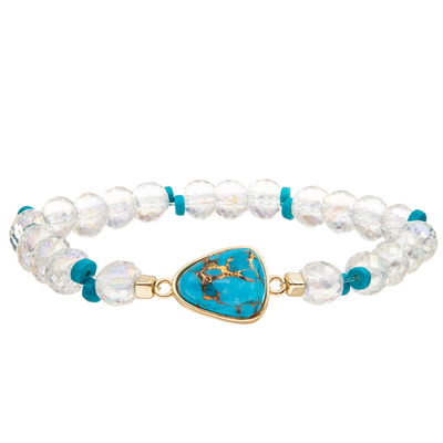 Crystal Faceted Beads Charm Bracelets feito a mão com turquesa dada forma gota