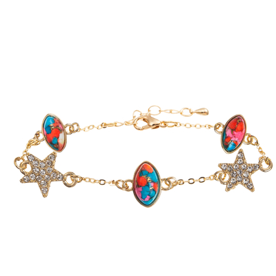 Bracelete feito a mão do elo de corrente com retângulo/Sakura/estrela/pendente do zircão